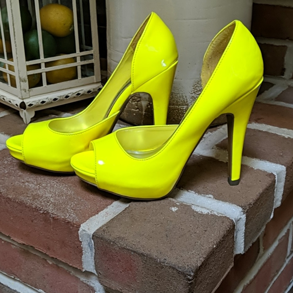 Bright Yellow Peeptoe Heels